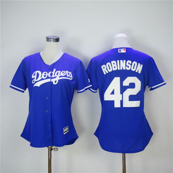 Women Los Angeles Dodgers #42 Robinson Blue MLB Jerseys